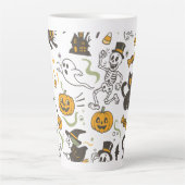 Halloween Retro Skelly Witch Pumpkin Spice Latte Mok (Voorkant)