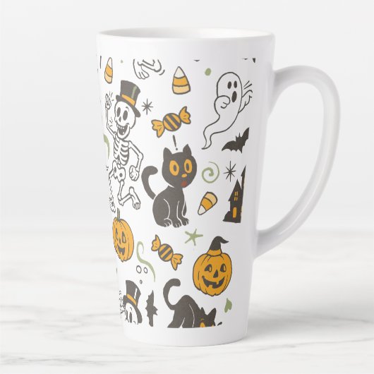 Halloween Retro Skelly Witch Pumpkin Spice Latte Mok (Rechts)