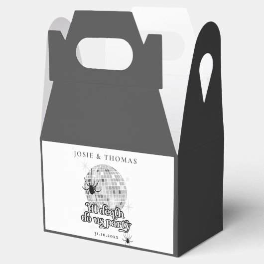 Halloween Retro Spinnen & Disco Bal Bruiloft Bedankdoosjes (Geopend)