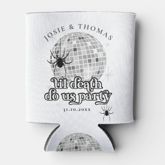 Halloween Retro Spinnen & Disco Bal Bruiloft Blikjeskoeler (Voorkant)