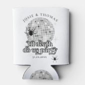 Halloween Retro Spinnen & Disco Bal Bruiloft Blikjeskoeler (Achterkant)