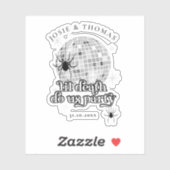 Halloween Retro Spinnen & Disco Bal Bruiloft Sticker (Vel)