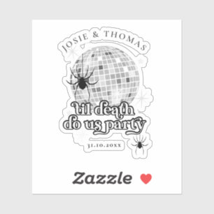 Halloween Retro Spinnen & Disco Bal Bruiloft Sticker