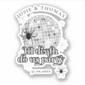 Halloween Retro Spinnen & Disco Bal Bruiloft Sticker (Voorkant)