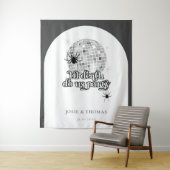 Halloween Retro Spinnen & Disco Bal Bruiloft Wandkleed (In situ)