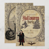 Halloween  retro vampier heksen kaart (Voorkant / Achterkant)