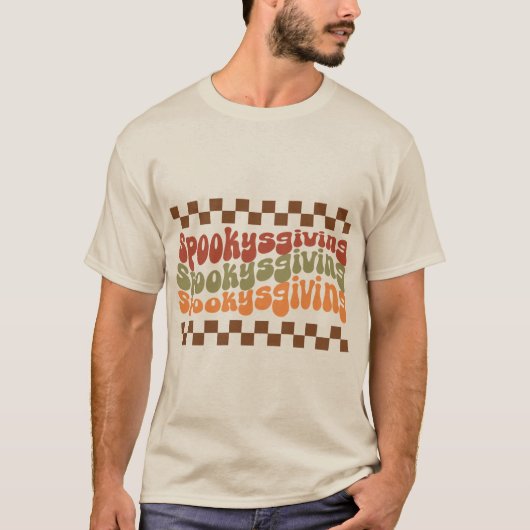 Halloween Retro Vibes | Spookysgiving T-shirt (Voorkant)