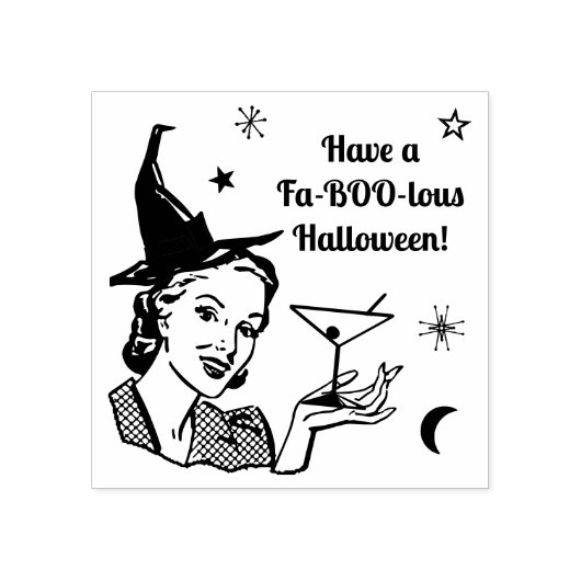 Halloween Retro Witch Humor Faboolous of Custom Rubberstempel (Afrduk)