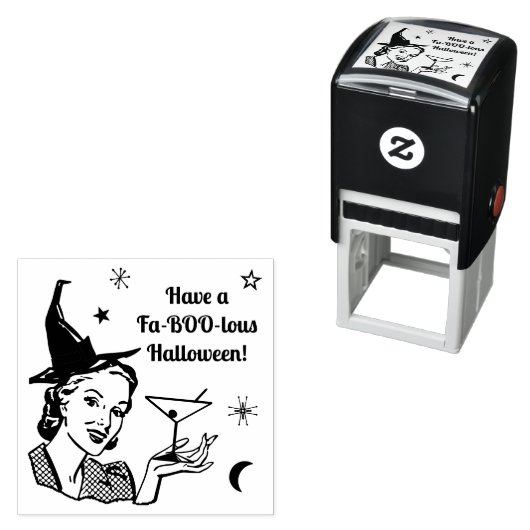 Halloween Retro Witch Humor Faboolous of Custom Zelfinktende Stempel (In situ)