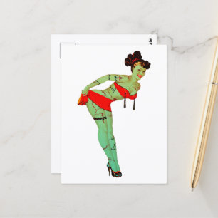 Halloween Retro Zombie Briefkaart