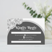 Halloween Retro Zwart Grijs Gothic Disco Ball Brui RSVP Kaartje (Staand voorkant)