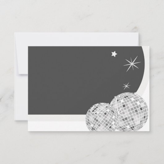 Halloween Retro Zwart Grijs Gothic Disco Ball Brui RSVP Kaartje (Achterkant)