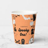 Halloween RetroGroovy Eerste Verjaardagsfeest Papieren Bekers (Achterkant)