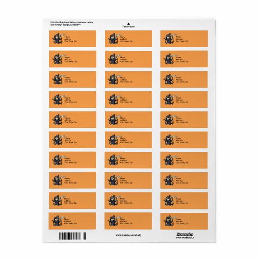 Halloween Return Address Label - Grim Reaper (Full Sheet)