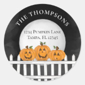 Halloween Return Address Spooky Cute Pumpkin Ronde Sticker (Voorkant)
