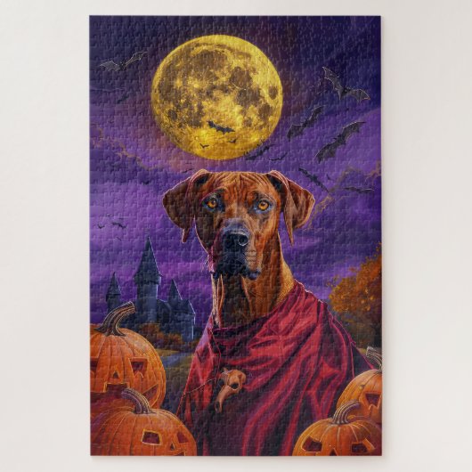 Halloween Rhodesian Ridgeback Vampier Pompoenen Legpuzzel (Verticaal)