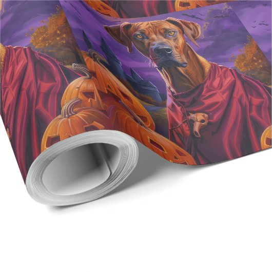 Halloween Rhodesian Ridgeback Vampire Pumpkins Cadeaupapier (Rol Hoek)