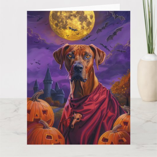 Halloween Rhodesian Ridgeback Vampire Pumpkins Kaart (Voorkant)