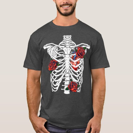 Halloween Rib Cage Skeleton Day of the Dead T-shirt (Voorkant)