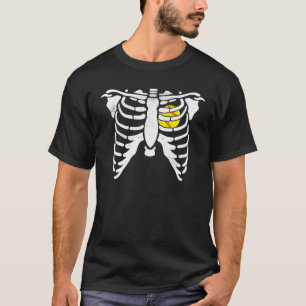 Halloween Rib Cage Skeleton Softball Player Girl W T-shirt