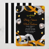 Halloween Ribbon & Candy Corn Baby shower Kaart (Voorkant / Achterkant)