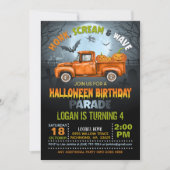 Halloween rijden door verjaardagsparade uitnodigin kaart (Voorkant)