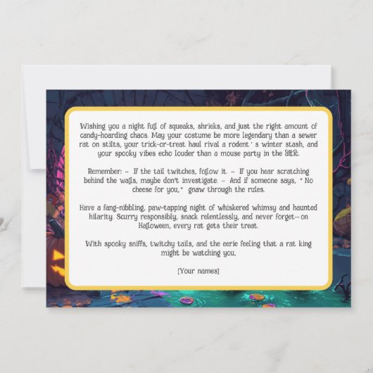 Halloween riool Soirée Splash Kaart (Achterkant)