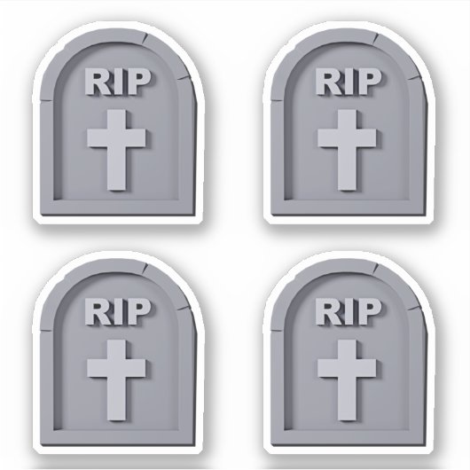 Halloween RIP 3D Gravestone Grey Sticker (Voorkant)