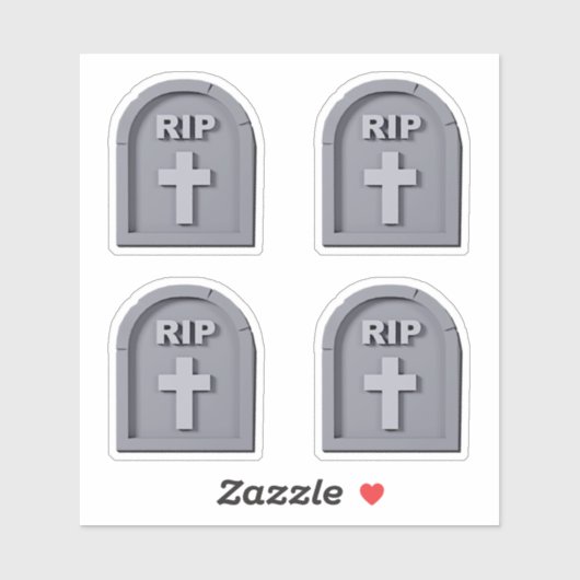 Halloween RIP 3D Gravestone Grey Sticker (Vel)
