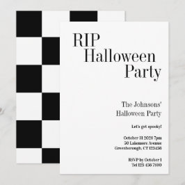 Halloween RIP-feest Zwart en Wit Geruit Kaart