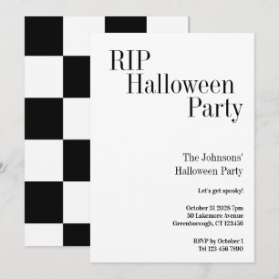 Halloween RIP-feest Zwart en Wit Geruit Kaart