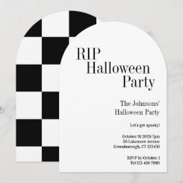 Halloween RIP-feest Zwart en Wit Schaken Kaart