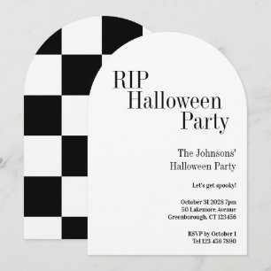 Halloween RIP-feest Zwart en Wit Schaken Kaart