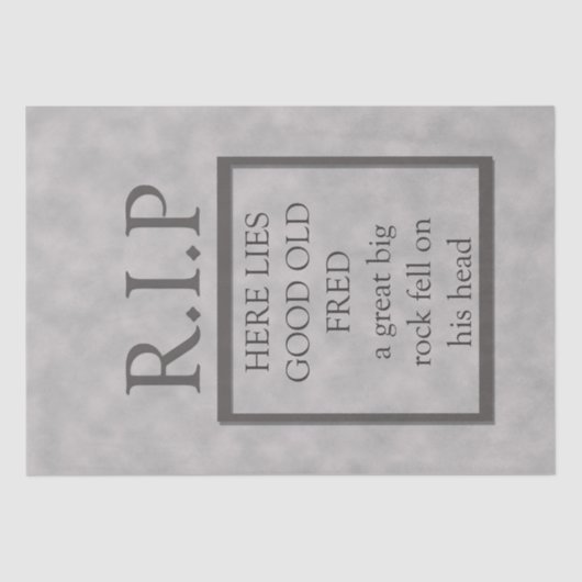 Halloween RIP Fred Toumbstone Decoupage Decor Tissuepapier (Voorkant)