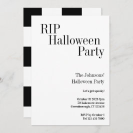 Halloween RIP Party Black and White Check Kaart
