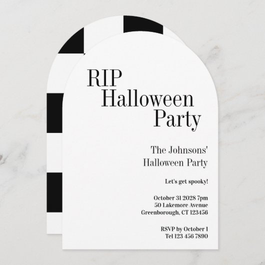Halloween RIP Party Black and White Check Kaart (Voorkant / Achterkant)