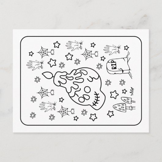 Halloween RIP Spooky Candle Skull Colour Briefkaart (Voorkant)