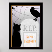 Halloween RIP Tombstone Cat Poster (Voorkant)