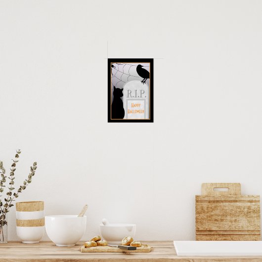 Halloween RIP Tombstone Cat Poster (Keuken)
