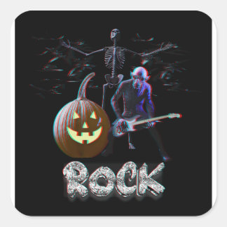 Halloween Rock 3D Vierkante Sticker