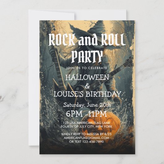 Halloween Rock and Roll Party Uitnodiging (Voorkant)