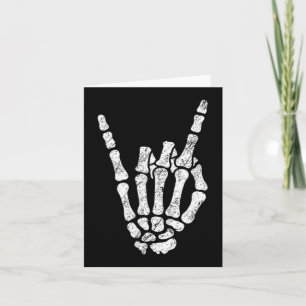 Halloween Rock Hand Sign Skeleton Rock N Roll Symb Kaart