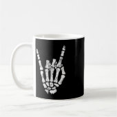 Halloween Rock Hand Sign Skeleton Rock N Roll Symb Koffiemok (Links)