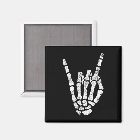Halloween Rock Hand Sign Skeleton Rock N Roll Symb Magneet (Voorkant / Achterkant)