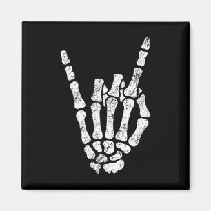 Halloween Rock Hand Sign Skeleton Rock N Roll Symb Magneet