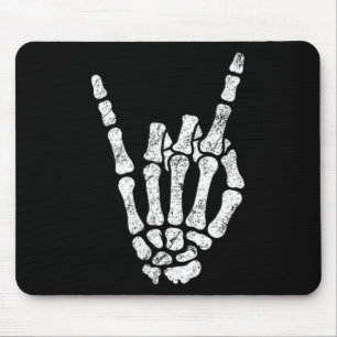 Halloween Rock Hand Sign Skeleton Rock N Roll Symb Muismat