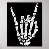 Halloween Rock Hand Sign Skeleton Rock N Roll Symb Poster (Voorkant)