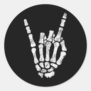 Halloween Rock Hand Sign Skeleton Rock N Roll Symb Ronde Sticker