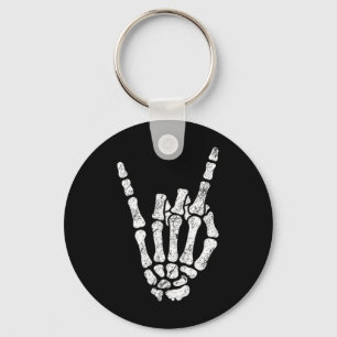 Halloween Rock Hand Sign Skeleton Rock N Roll Symb Sleutelhanger