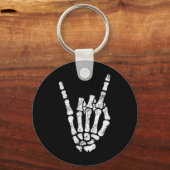 Halloween Rock Hand Sign Skeleton Rock N Roll Symb Sleutelhanger (Voorkant)